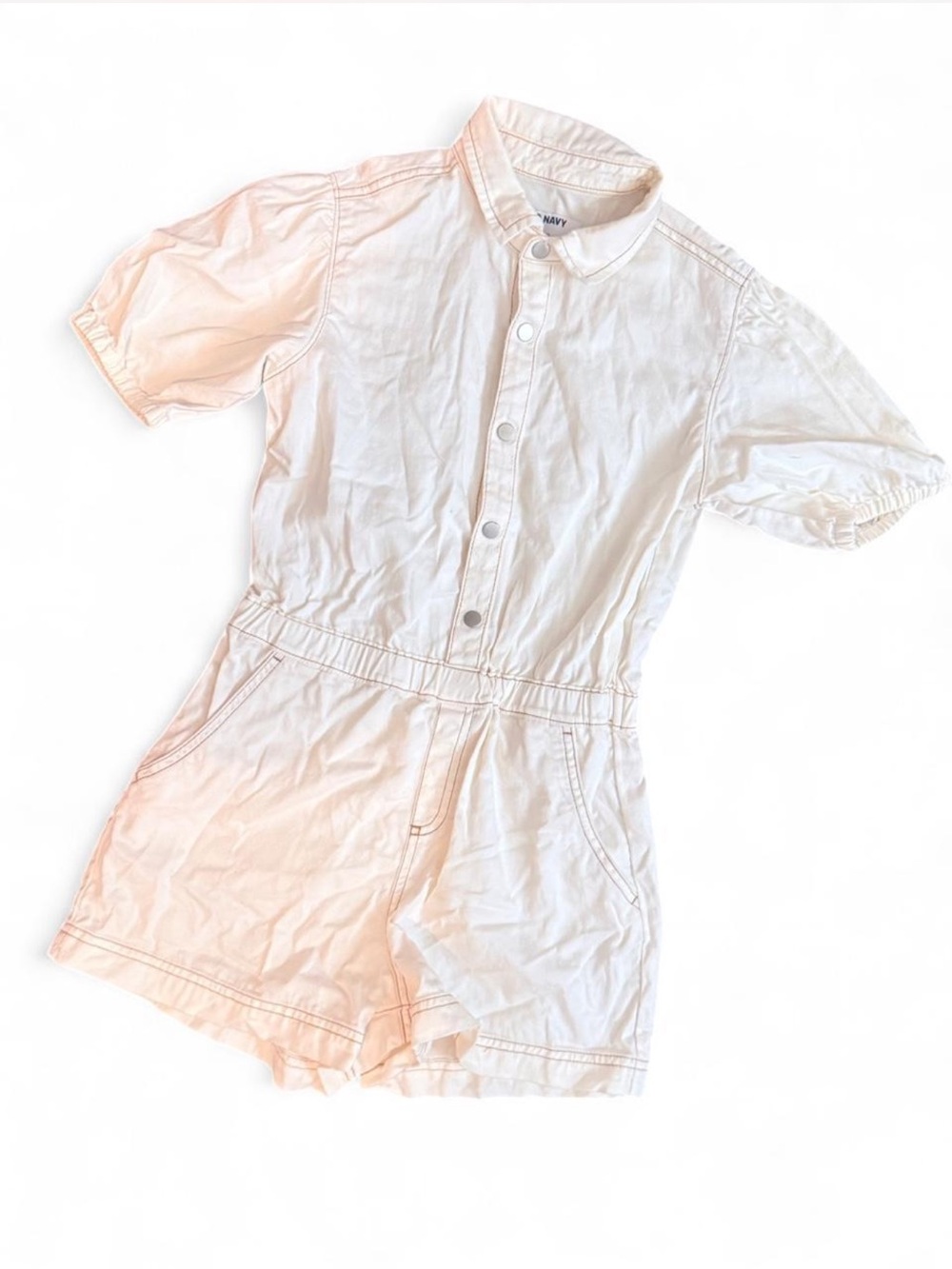 Old Navy Girls L (10-12) Cream 100% Cotton Jumpsuit‎